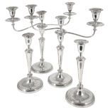 A SUITE OF GEORGE III SILVER CANDELABRA AND CANDLESTICKS, MATTHEW BOULTON FOR M. BOULTON & PLATE CO,