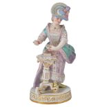 A MEISSEN FIGURE OF A LADY, LATE 19TH CENTURY after the model by Acier of a young standing woman