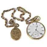 ROBERT BRYSON & SON, EDINBURGH: A SLIM GOLD POCKET WATCH, CIRCA 1847 white enamel dial with Roman