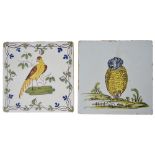 A LIVERPOOL DELFTWARE TILE AND A BRISTOL DELFTWARE TILE, THIRD QUARTER 18TH CENTURY both painted