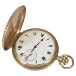 A GOLD HUNTING CASED POCKET WATCH, CIRCA 1913 white dial with Roman numerals and subsidiary