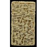 A CHINESE IVORY CARD CASE, PROBABLY CANTON, CIRCA 1900 carved with figures amidst pavilions and