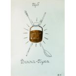 Sergey Anufriev  Emblems of Winnie-the-Pooh 1995 Ink, bronze on paper. 42 х 30 cm Signed and dated