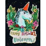 Damir Muratov  Happy Birthday, Unicorn! 2015 Acrylic on canvas. 30 x 40 cm Signed and dated on