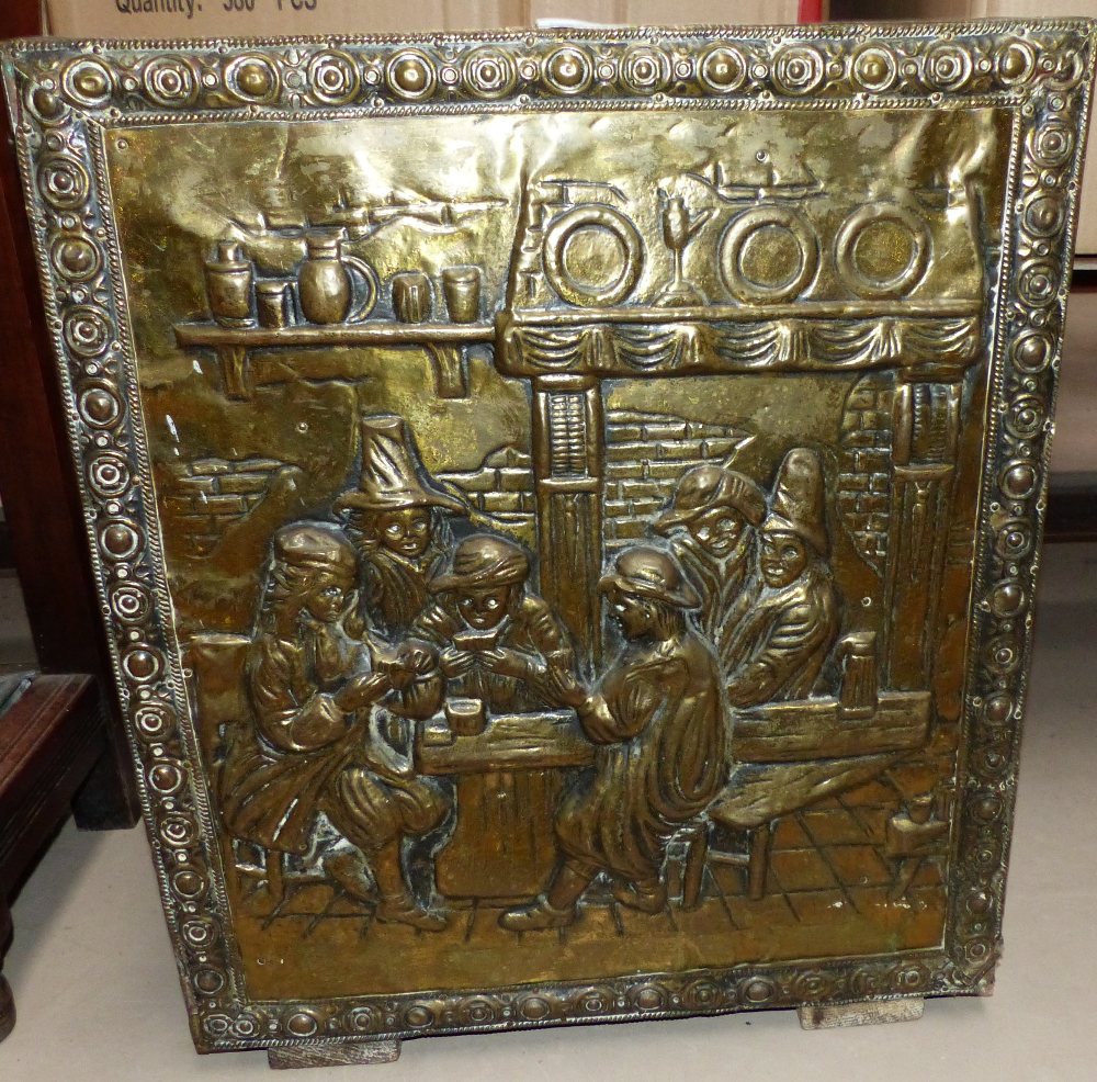 A period style brass cased 2 division stick stand with galvanized sliding tray