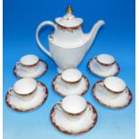 A Royal Doulton "Winton" part coffee set comprising coffee pot and 6 cups and saucers