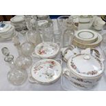 A Royal Vale part tea set; other teaware; cut glass; etc.