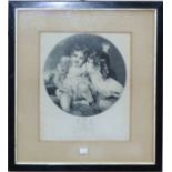 John Ridgway:  pen and ink copy of an engraving of 2 children, signed and dated 1858