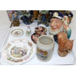 A Royal Doulton character jug "Old Salt"; a small Dresden figure; other ornamental china