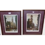 Arthur Delaney:  "Refuge Building", and a companion piece, pair of artist signed limited edition