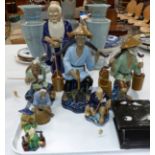 A Chinese porcelain figure of a scholar; a selection of other similar figures