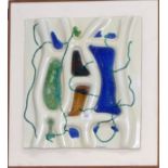 S. Hart:  modern ceramic panel with crystalline glazes, 16" x 15", mounted
