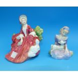 Two Royal Doulton figures:  "Mary had a Little Lamb", HN 2048, and "Lydia", HN 1908