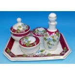 A Victorian porcelain 5 piece dressing table set