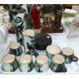 A Newlyn "Celtic Pottery" 15 piece coffee set