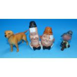 A Beswick Labrador; a chaffinch; a Beswick Laurel & Hardy cruet set