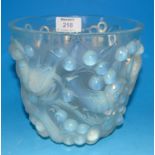 A Lalique translucent vase decorated with wrens and grapes, signed in upper case No 986, height