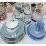 A selection of Poole teaware; a selection of Royal Doulton Rose Elegans tea and dinnerware; Wedgwood
