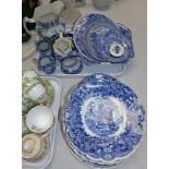 A selection of Spode's Italian Willow pattern pottery; other blue and white pottery