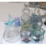 A collection of 7 Victorian and later spatter glass baskets