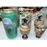 A pair of Noritake vase, 14", and 4 other pieces
