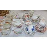 A selection of Hilditch and other early 19th century cups; saucers; etc.