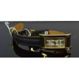 A Pierre Balmain Ladies Dress WatchQuartz movementSilvered dialGold plated case with black leather