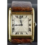 A Vintage Tank Cartier, 18ct Yellow Gold Gents WatchCirca 1929Mechanical movement Silvered dial with