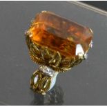 Pierre Sterle Madeira Citrine RingFrench jeweller. A vintage 34ct Madeira Citrine set in  18ct