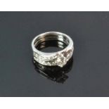 18ct White Gold Double RingHaving a 0.50ct H/I Colour SI Clarity central diamondand twenty two