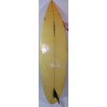 A Vintage Michael Peterson Wintersun Single Fin SurfboardSigned ‘Michael’ in pencil and ‘Shaped by