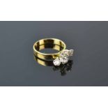 18ct Yellow Gold Diamond Gents RingA handcrafted vintage ring featuring five high setdiamonds to a