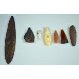 A Collection 7pcs, Aboriginal Shaped Spear Tips -Kimberley PointsLate 19th and 20th centurySteel,