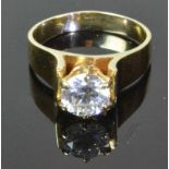 Solitaire Diamond Ring14ct yellow gold 1.33ct diamond ring in a 6 claw setting to a wide flat