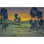 M. Khan, South West W.A. (Noongar School)Outback scene with fenceGouache Signed lower right49.5 x
