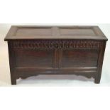 An Antique English Oak Coffer17th / 18th centuryWith iron blacksmith hardware, hinges and