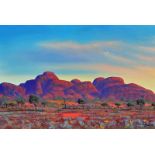 Jack Absalom b.1927The Olgas N.T.Oil on canvasSigned and dated 85 lower right44.5 x 67.5cm