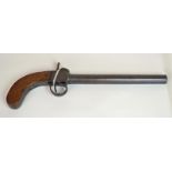 A Rare English Slab Sided, Percussion Boot Pistol - Circa 1840 - Plain round barrel with