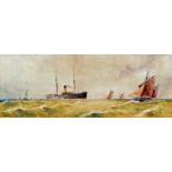 William Henry Pearson (British) - Off Dunkirk, c.1910 - Watercolour - Signed and titled lower left -