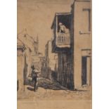 Lionel Arthur Lindsay 1874 - 1961 - The Bakery, Ferry Lane - Dry point etching, numbered lower right