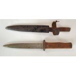 WW1 German Army Fighting Boot Knife with  - Metal Scabbard - Length: 28cm