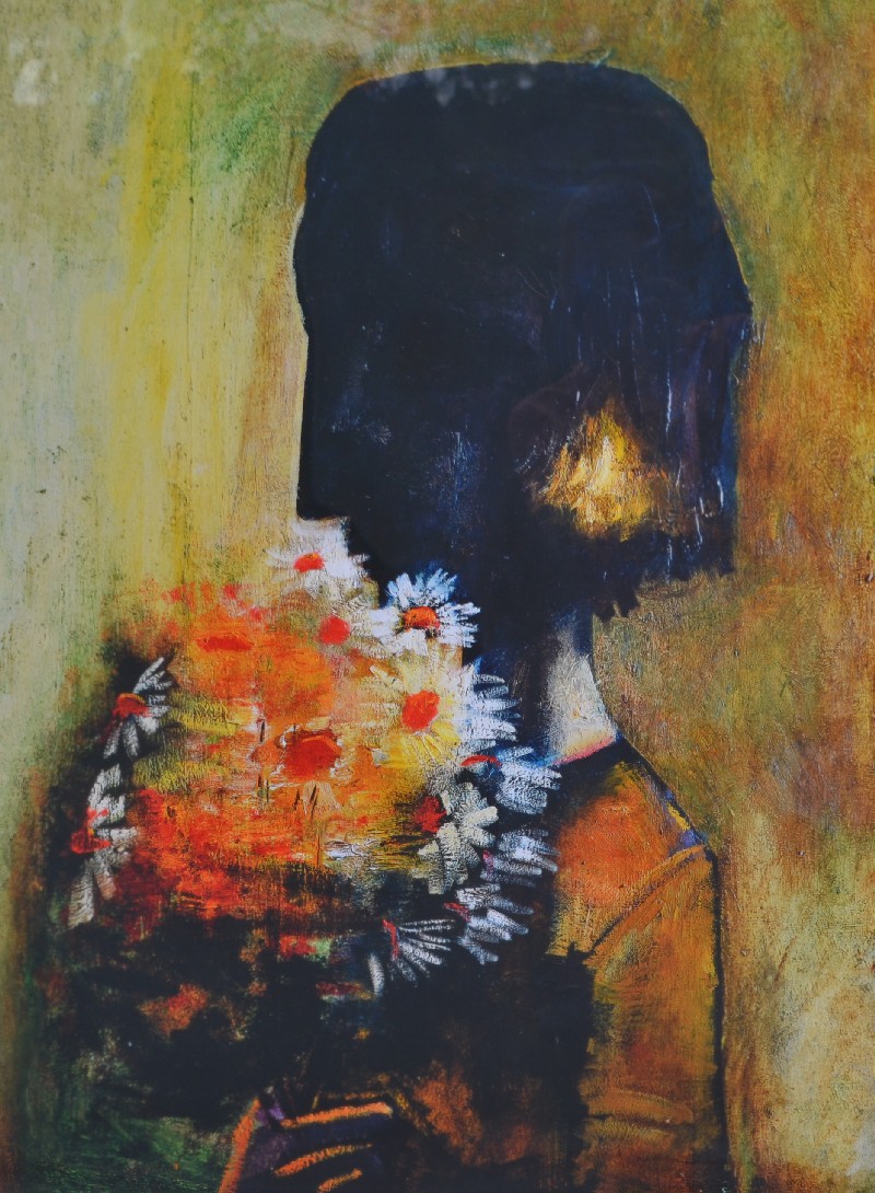 Charles Blackman b.1928 - Girl with Yellow Bouquet - Archival pigment print on art paper - Signed