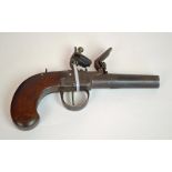 A Belgian Flint Lock, Box Lock Pistol - Circa 1820 - Plain screw off barrel with Leige proofs -