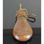 An American Civil War Style, Copper and Brass  - Powder Flask - Late 19th century - Length: 20.5cm