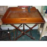 Victorian mahogany folding tray top table 30" wide