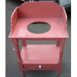 Rose pink painted Victorian pine washstand 2ftw x 16.25d x 37.25h