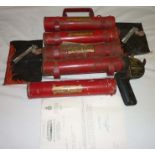 Early 1960's Antifyre fire fighting pistole and cartridges with ephemera and Minimax vintage fire