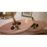 Pair pink retro ceiling light shades