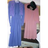 Ladies dress and jacket bought as a wedding dress in 1941 with hat plus one other