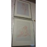 Pair framed contemporary nude studies